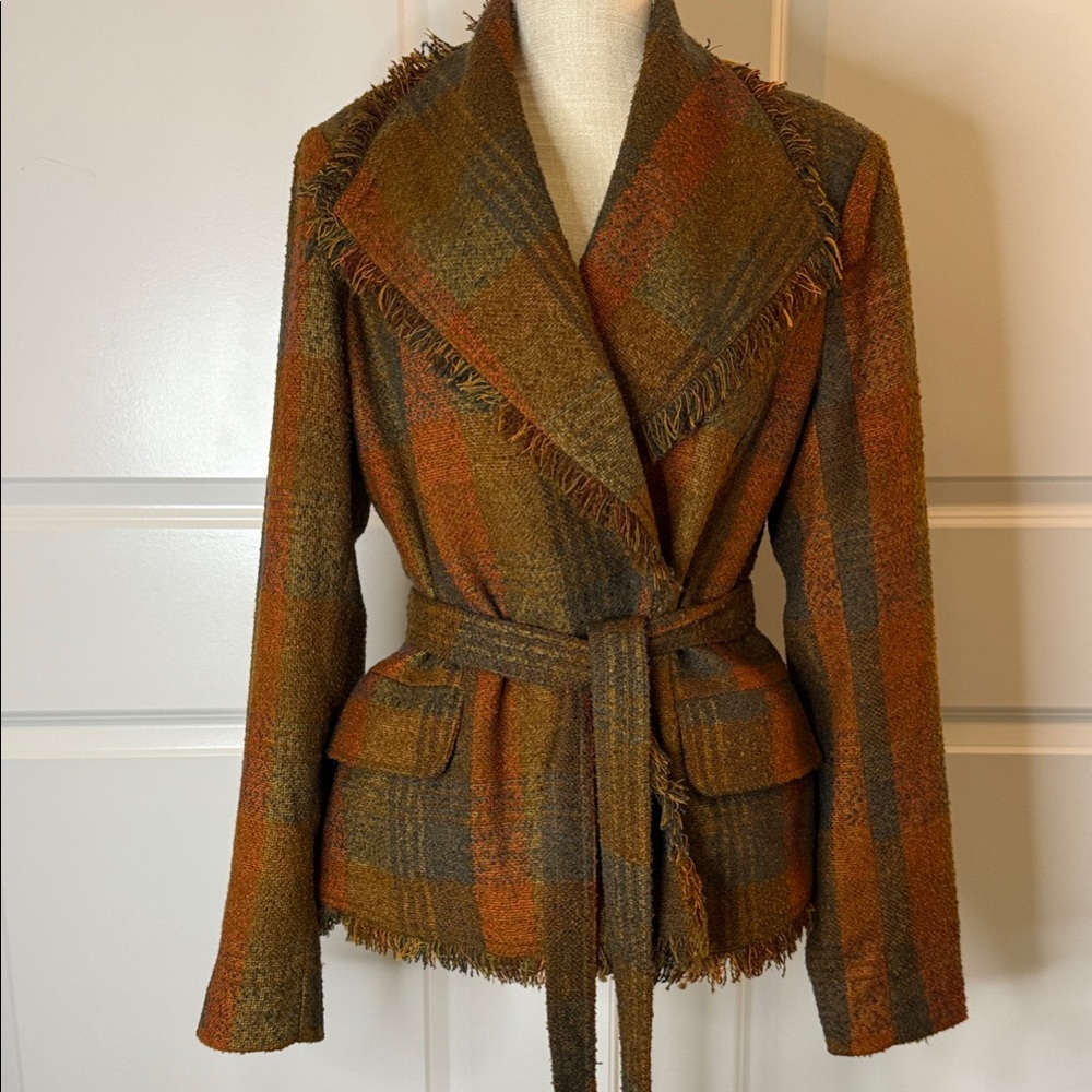 Cartonnier Multicolor Plaid Belted Blazer